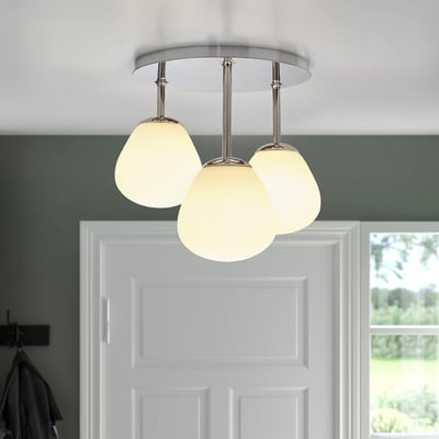 DEJSA Ceiling lamp with 3 lights, chrome plated/opal white glass