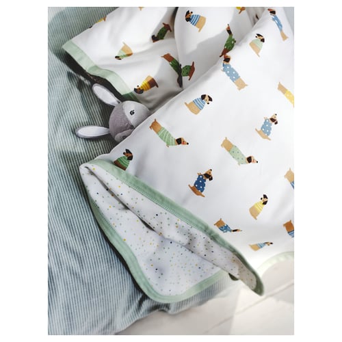 DRÖMSLOTT baby blanket, puppy pattern/dot pattern multicolor, 80x100 cm (31x39") IKEA CA