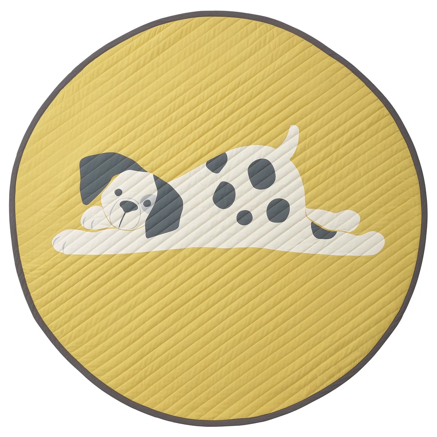 DRÖMSLOTT quilted blanket, puppy pattern dot pattern/yellow white, 105 cm (41") IKEA CA