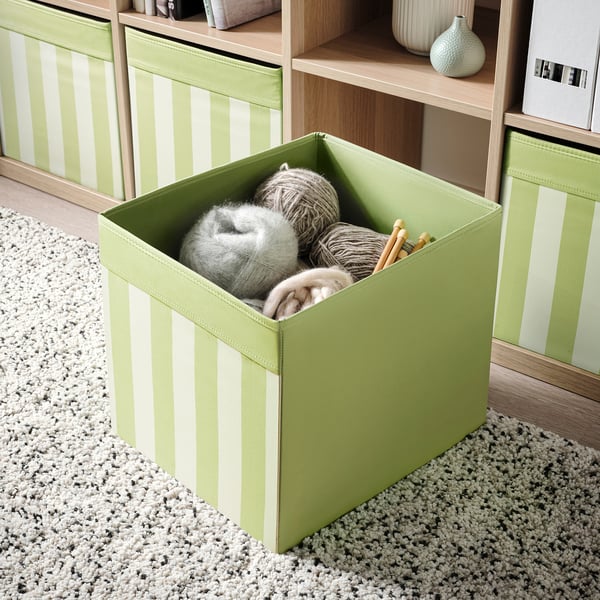 DRÖNA Box, patterned green/beige, 13x15x13" (33x38x33 cm) IKEA CA