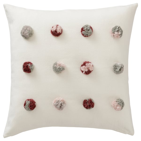 DVÄRGNARV Cushion cover, multicolor/handmade pompon, 20x20 "