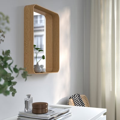 DVÄRGSYREN Mirror, oak veneer, 15 ¾x19 ¾ "