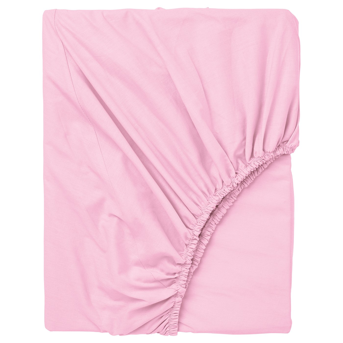 Pink DVALA cotton fitted sheet, soft, flat, elastic edges.