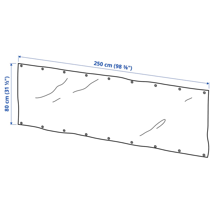 DYNING balcony privacy screen, black, 250x80 cm (983/8x311/2") IKEA CA