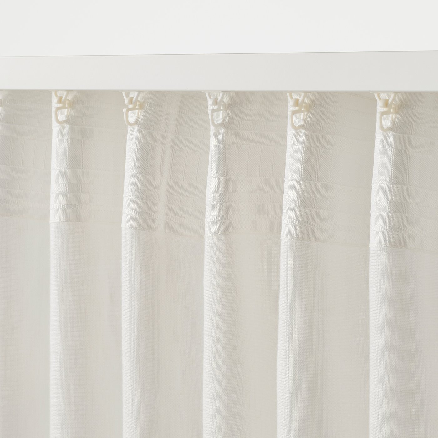 DYTÅG curtains, 1 pair, white/with heading tape, 145x250 cm