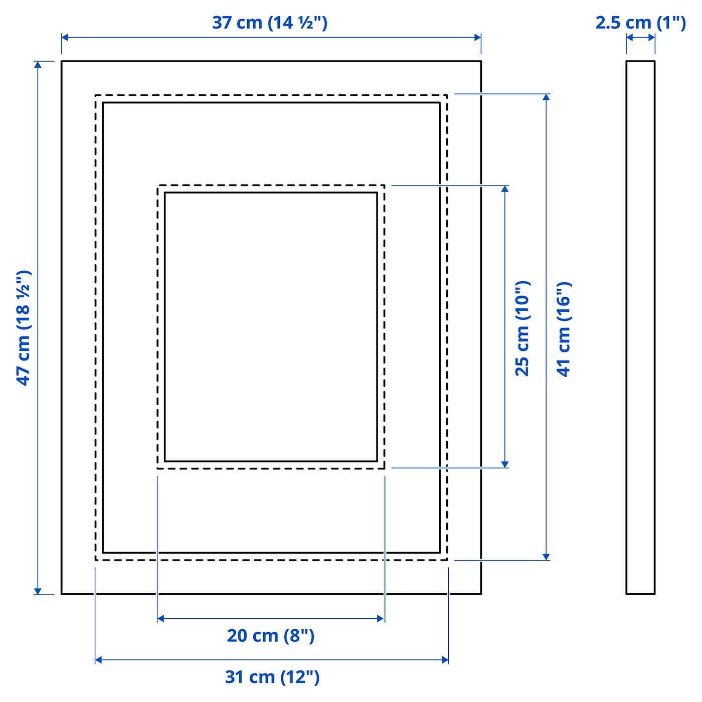 EDSBRUK frame, black stained, 31x41 cm (12x16