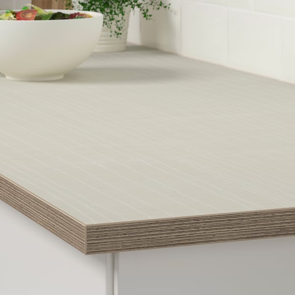 EKBACKEN countertop, matte beige/patterned laminate, 188x2.8 cm (74x11