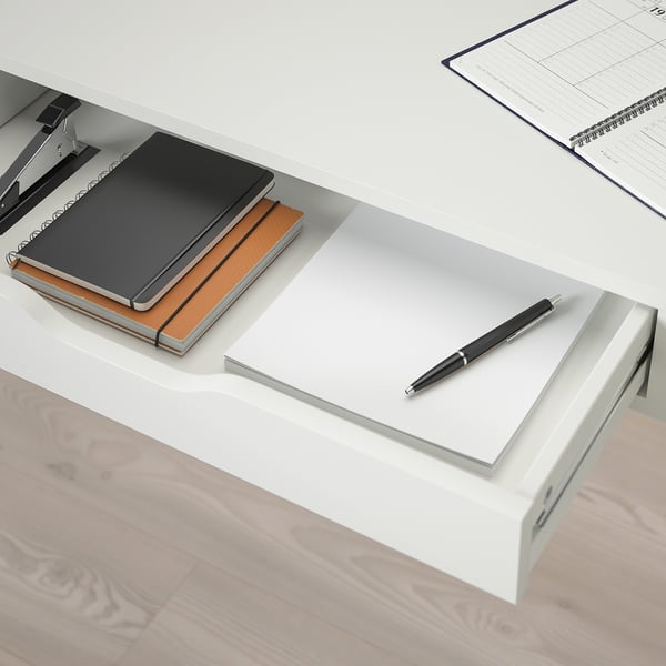 EKBY ALEX Shelf with drawers, white, 46 7/8x11 3/8 "