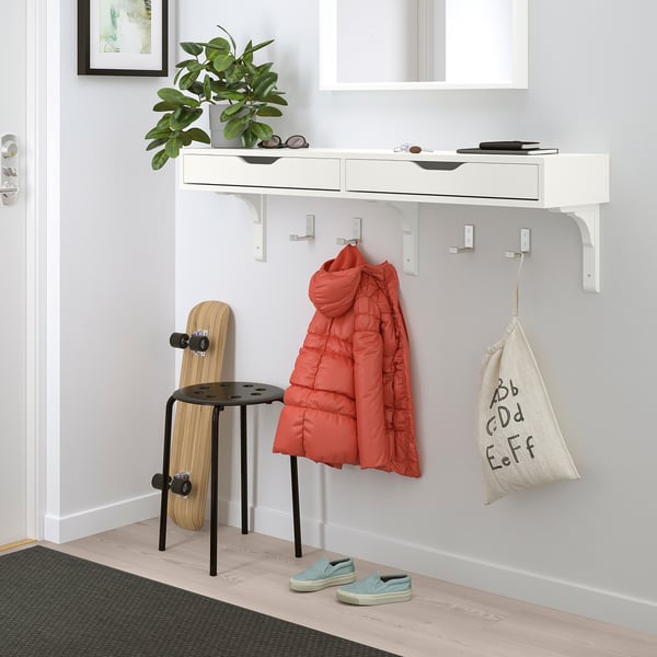 EKBY ALEX Shelf with drawers, white, 46 7/8x11 3/8 "