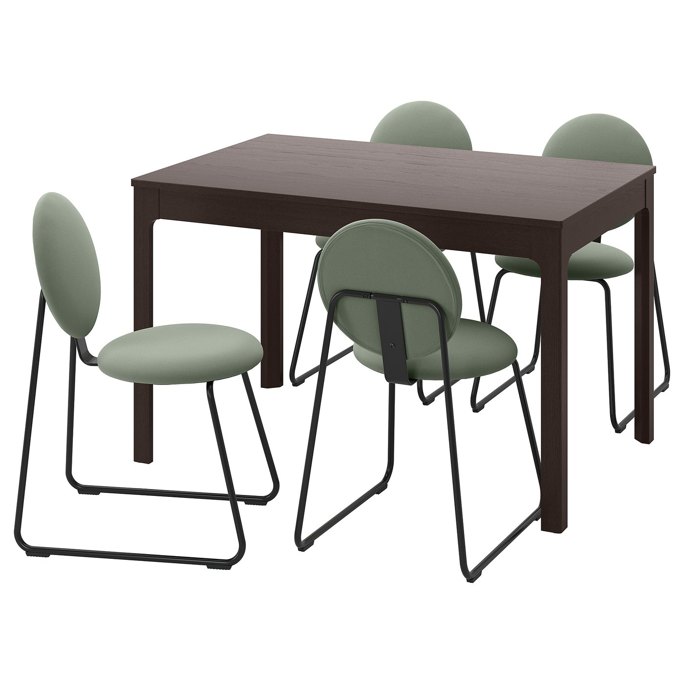 EKEDALEN / MÅNHULT table and 4 chairs, dark brown/Hakebo graygreen