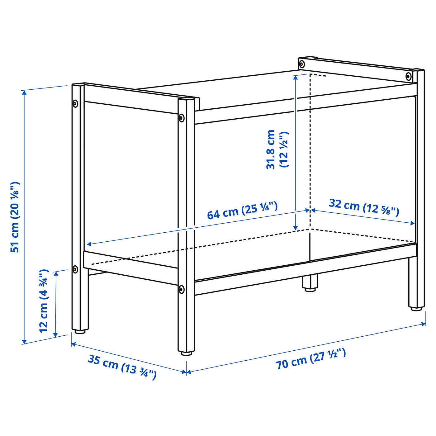EKENABBEN cabinet, aspen/white, 70x35x51 cm (271/2x133/4x201/8