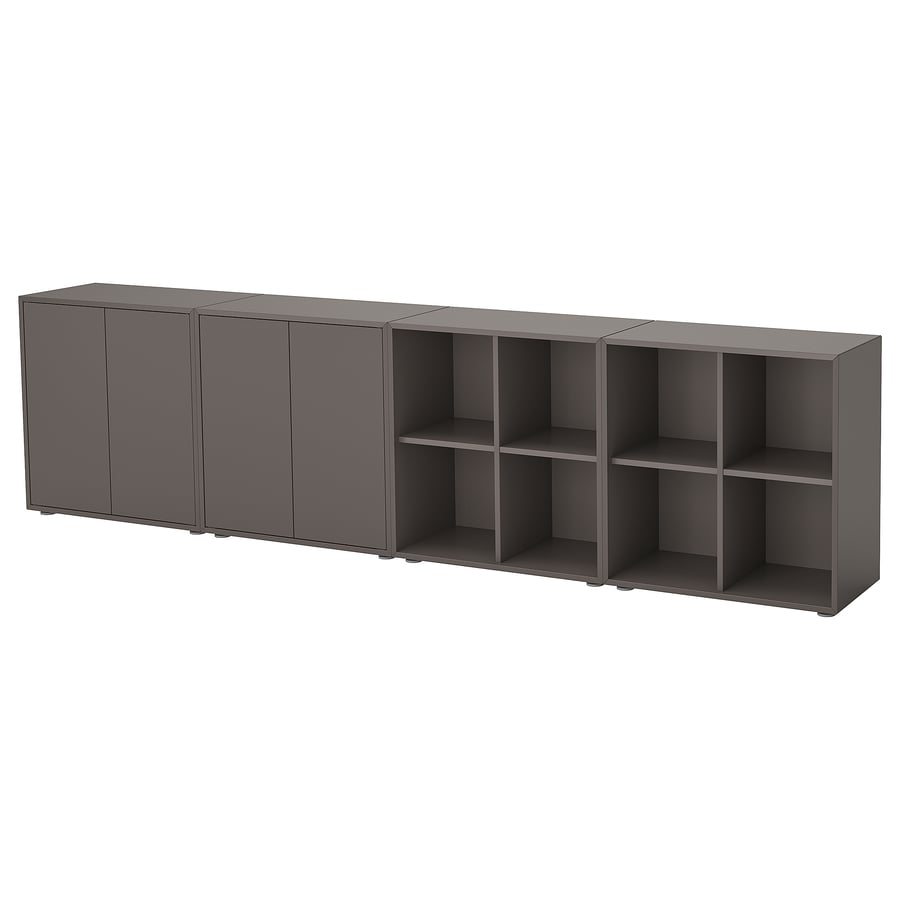 EKET storage combination with feet, dark gray/dark gray, 280x35x72 cm