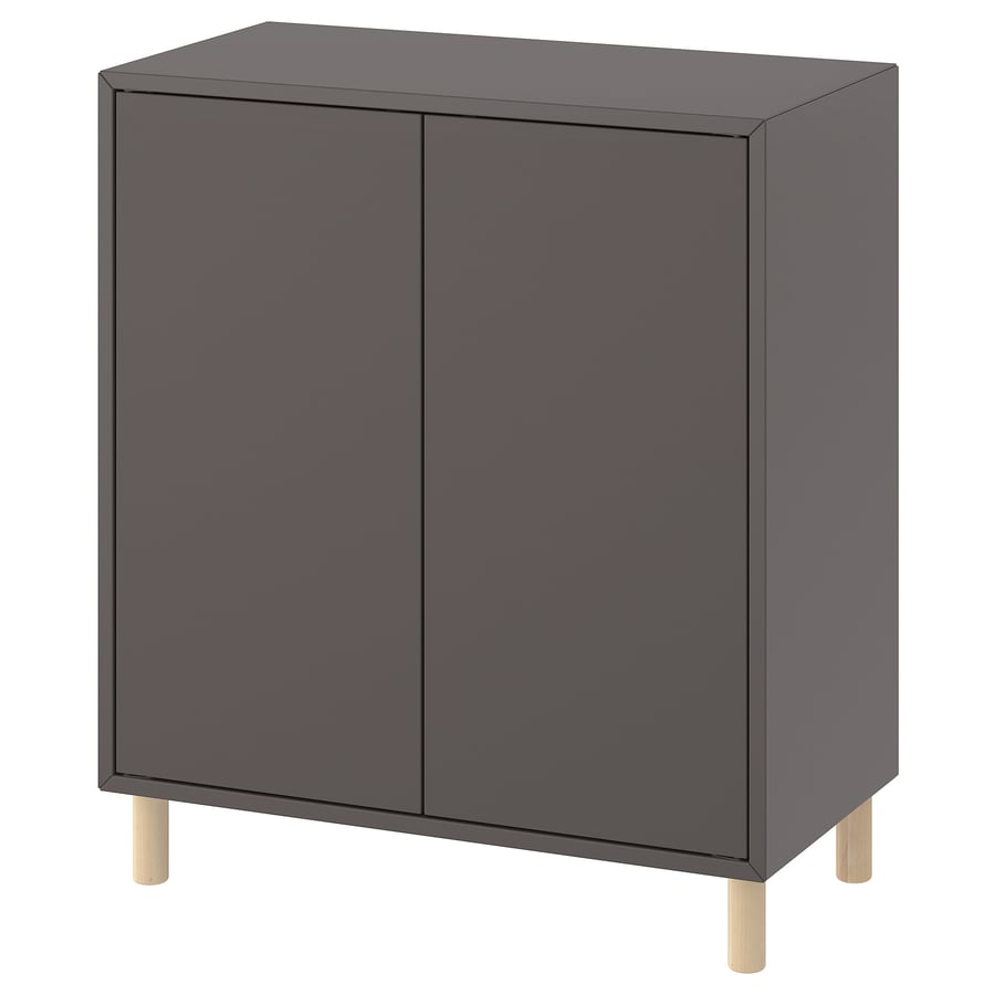 EKET storage combination with legs, dark gray/wood, 70x35x80 cm (271