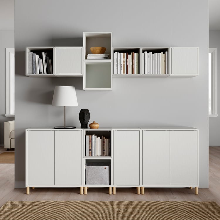 EKET Storage combination with legs, white/light gray, 210x35x210 cm