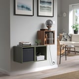 EKET Wall cabinet with glass door, brown walnut effect, 13 3/4x9 7/8x13 3/4 "