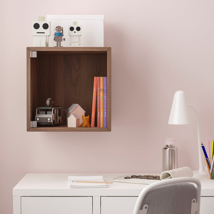 EKET wall with glass door, brown walnut effect, 35x35x35 cm (133/4x133/4x133/4") IKEA CA