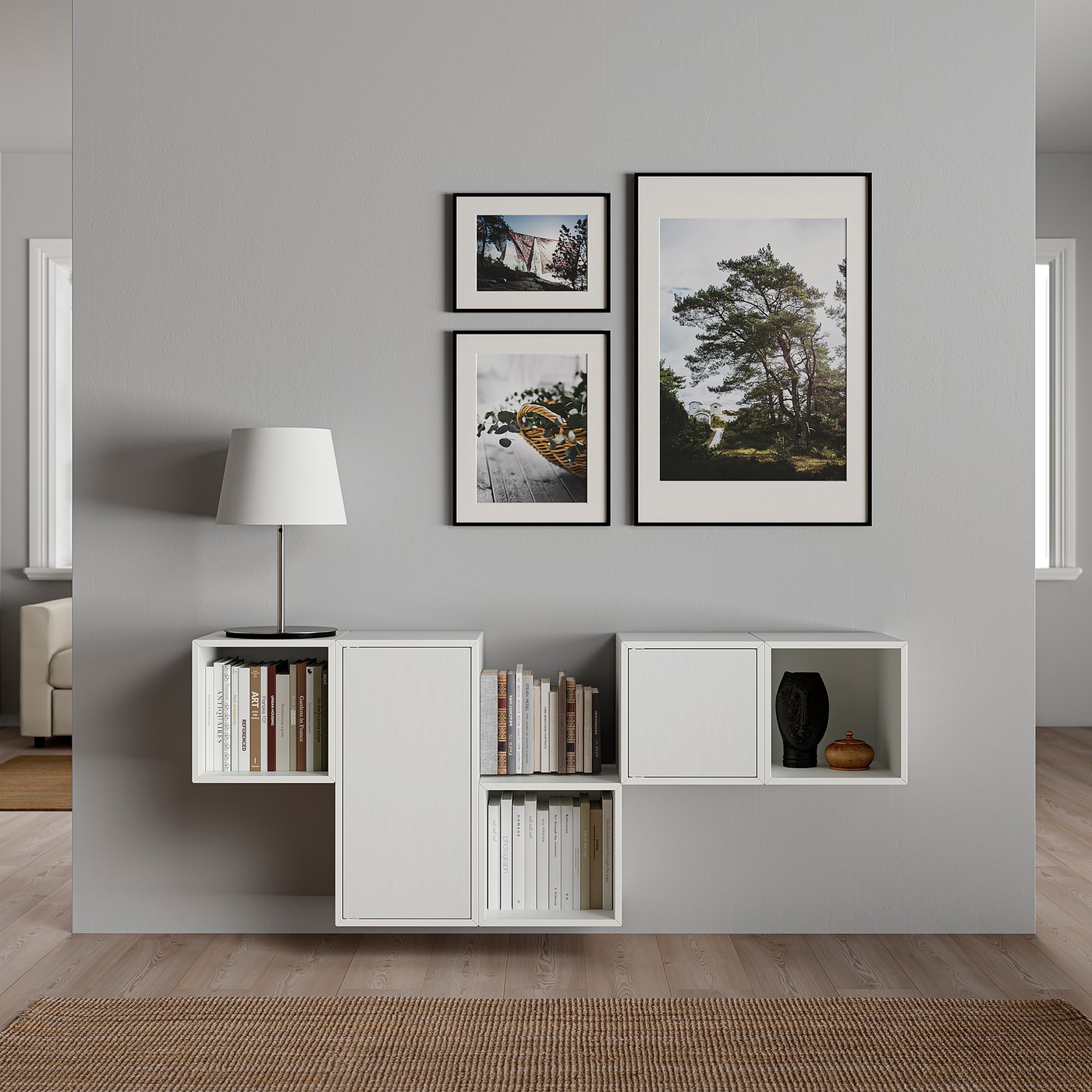 IKEA エーケト EKET wall-mounted cabinet combination, white, 175x35x70 cm (687