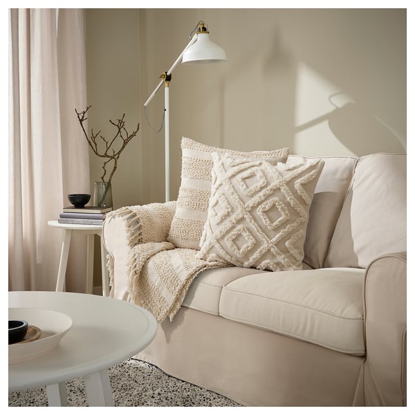 EKGULDMAL Cushion cover, geometric natural, 20x20 "
