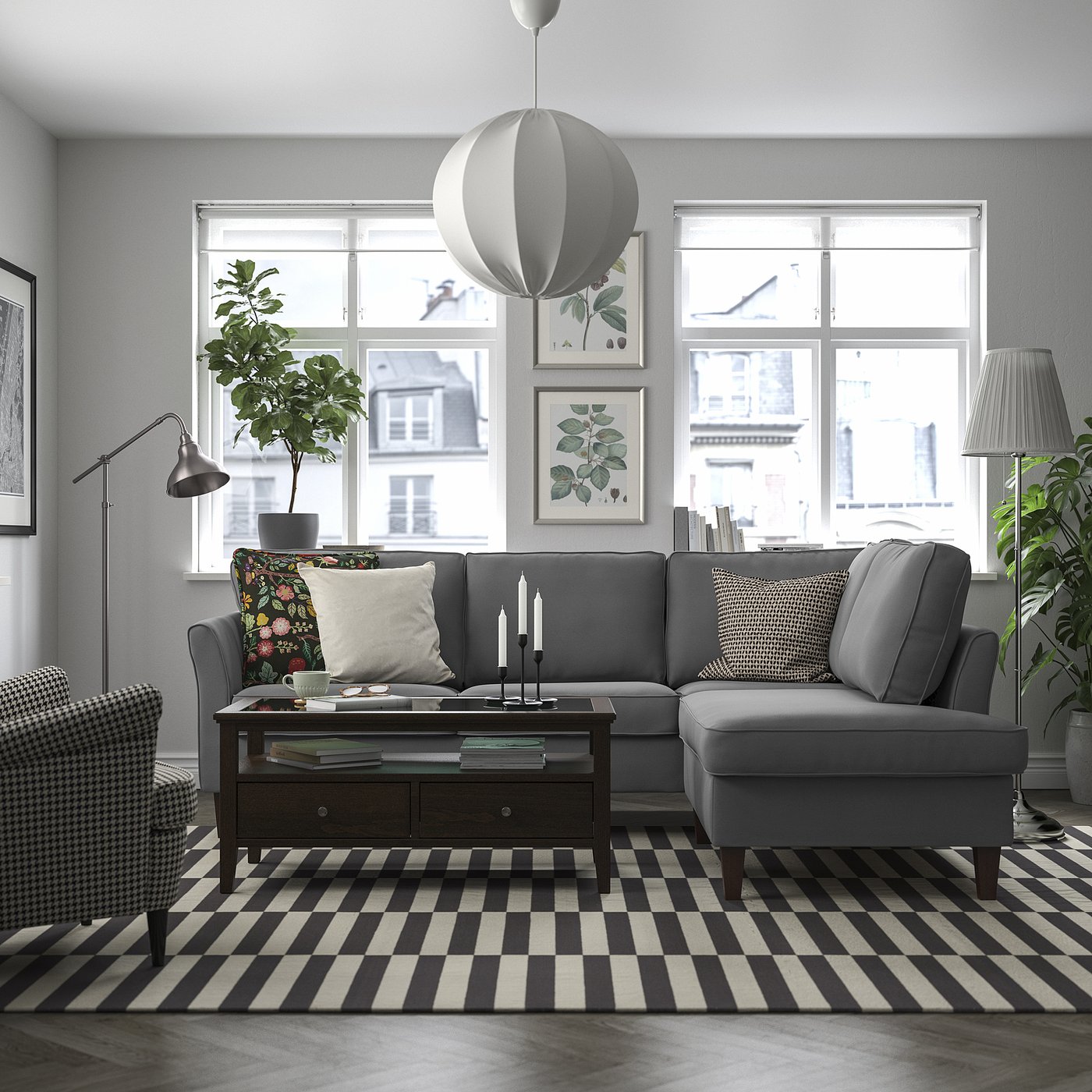 EKHOLMA corner sofa, 4-seat with open end, Hakebo dark gray - IKEA CA