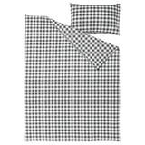 EKTANDVINGE Duvet cover and pillowcase(s), anthracite white/check, Twin