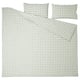 EKTANDVINGE: pale grey-green gingham bed set, 100% organic cotton, square and rectangular shapes, chequered pattern.