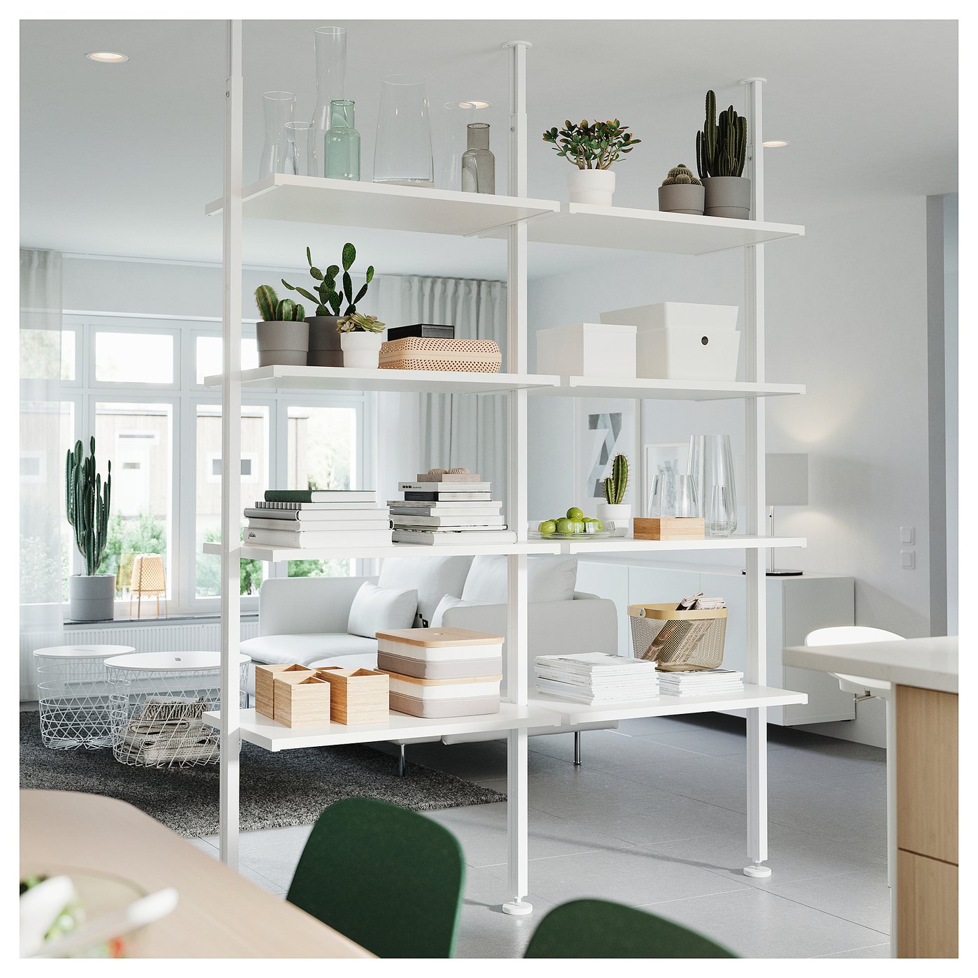 ELVARLI open storage combination, white, 175x51x222-350 cm