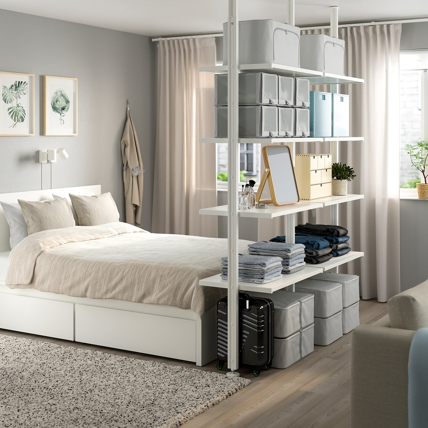 ELVARLI open storage combination, white, 175x51x222-350 cm