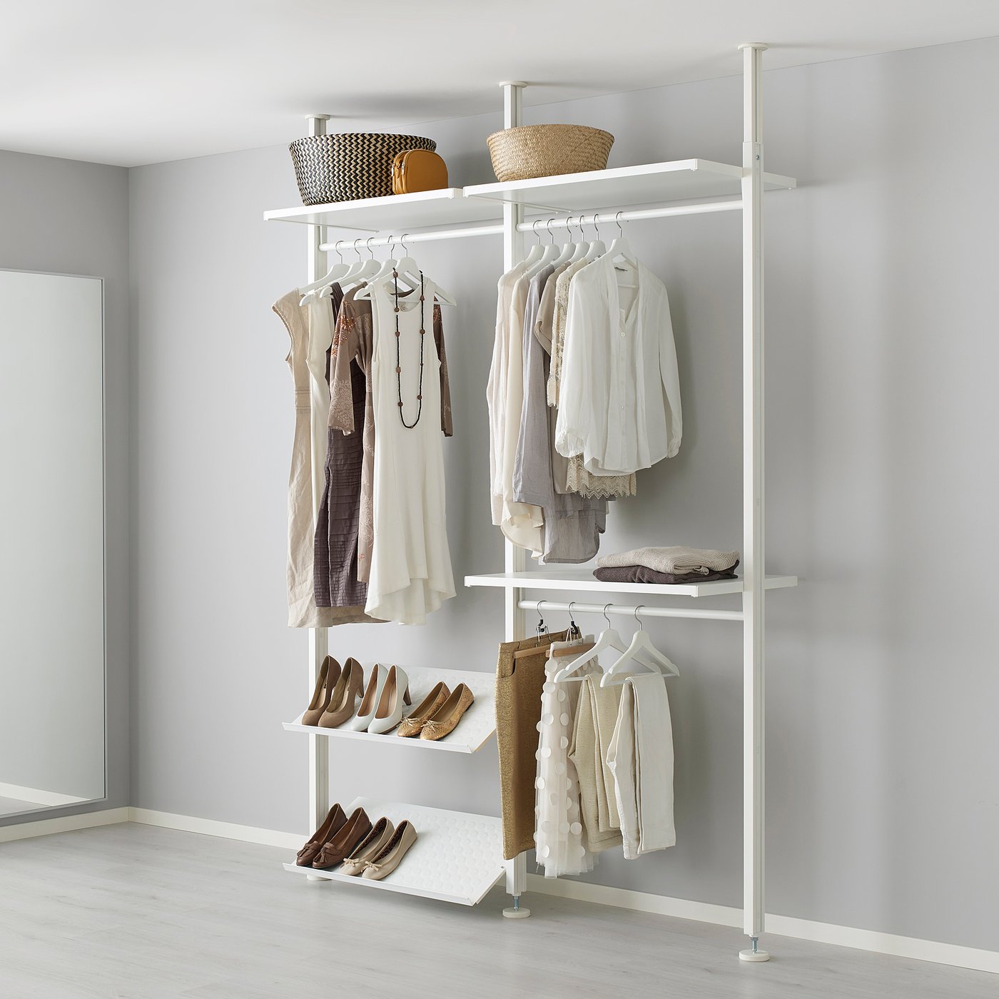 ELVARLI wardrobe combination, white, 175x51x222-350 cm (687