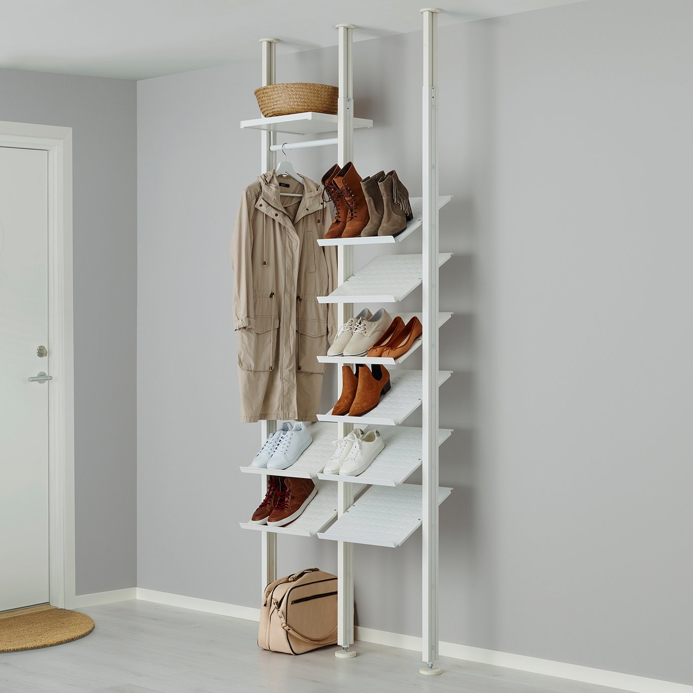 ELVARLI wardrobe combination, white, 95x36x222-350 cm (373/8x141