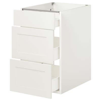ENHET Base cabinet with 3 drawers, white/white frame, 18x24 3/4x30 "