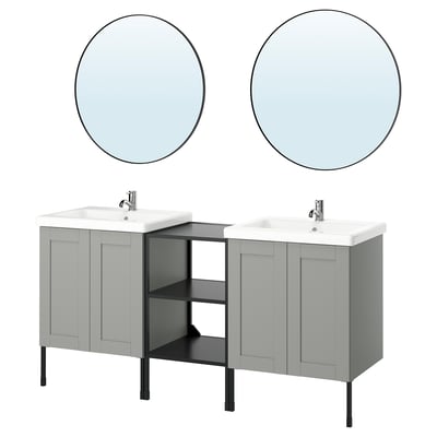 ENHET Bathroom, anthracite/gray frame, 24 "