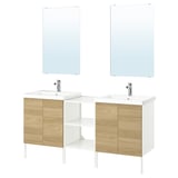 ENHET Bathroom, white/oak effect, 24 "