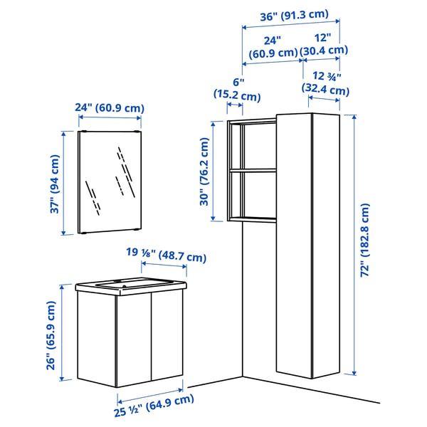 ENHET Bathroom, white, 24 "