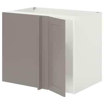ENHET Corner base cabinet with shelf/door, white/gray frame
