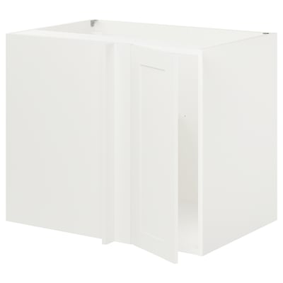 ENHET Corner base cabinet with shelf/door, white/white frame