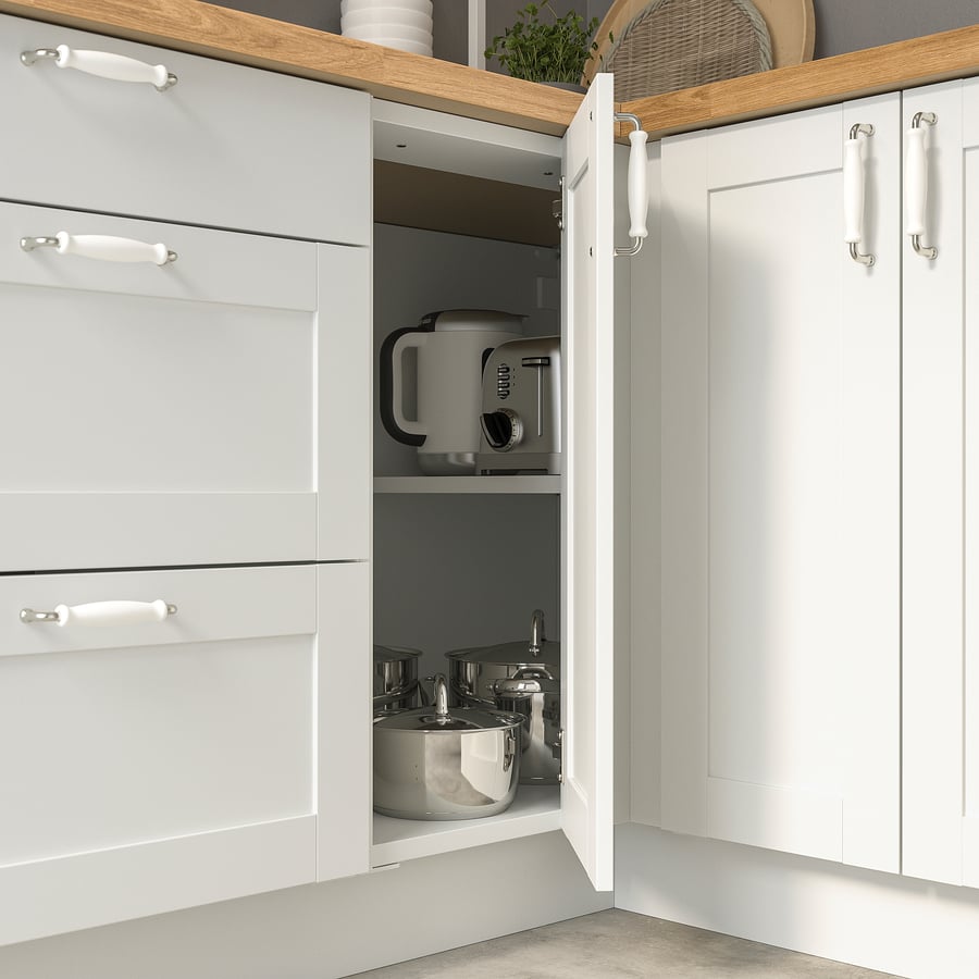 ENHET corner base with shelf/door, white/white frame IKEA CA