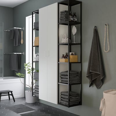 ENHET High fr w shelves, anthracite, 12x12x72 "
