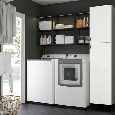 ENHET Laundry, anthracite/white frame, 78x24 3/4x84 1/2 "