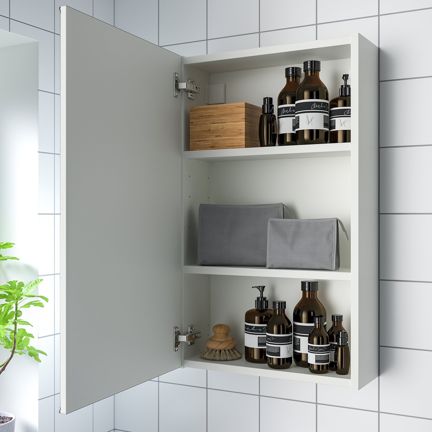 ENHET mirror cb with 1 door, white, 46x17x76 cm (18x63/4x30