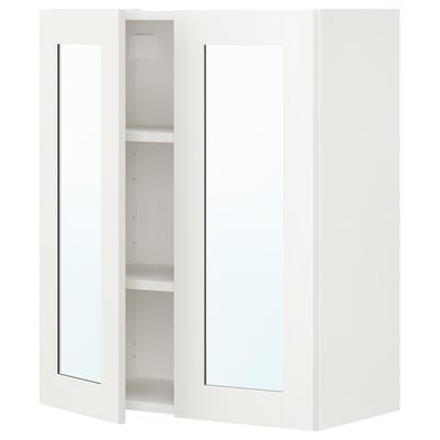 ENHET Mirror cb with 2 doors, white/white frame, 24x12 3/4x30 "