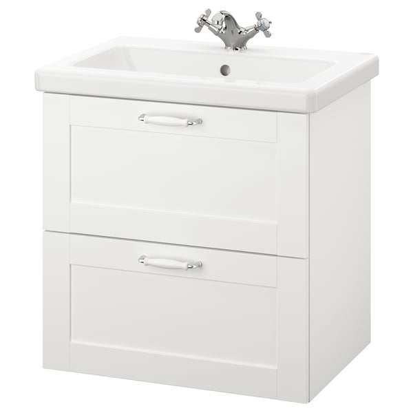 ENHET / TVÄLLEN Bathroom vanity, white frame/white Runskär faucet