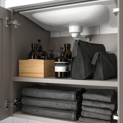 ENHET / TVÄLLEN Sink cab w doors/sink/tap, gray/gray frame, 25 1/2x19 1/8x26 "