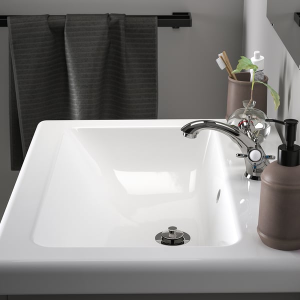 ENHET / TVÄLLEN Sink cab w drawers/sink/tap, gray/gray frame, 25 1/2x19 1/8x26 "