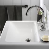 ENHET / TVÄLLEN Sink cab w drawers/sink/tap, white/oak effect, 25 1/2x19 1/8x26 "
