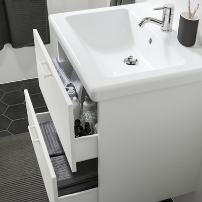 ENHET / TVÄLLEN Sink cab w drawers/sink/tap, white, 25 1/2x19 1/8x26 "
