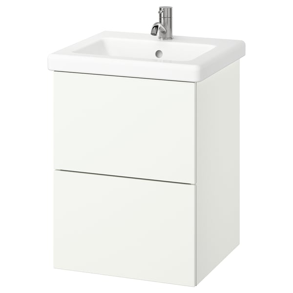ENHET / TVÄLLEN Sink cab w drawers/sink/tap, white, 19 5/8x19 1/8x26 "