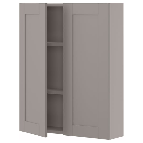 ENHET Wall cb with 2 doors, gray/gray frame, 24x6 3/4x30 "