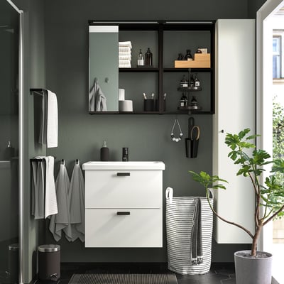 ENHET Wall frame with shelves, anthracite, 18x6x30 "