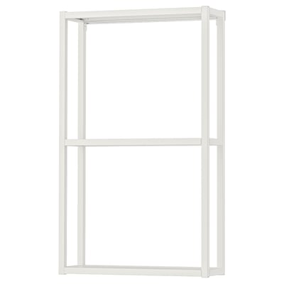 ENHET white metal storage frame. Tall, rectangular, open design, useful for kitchen, bath, or laundry.