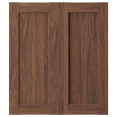ENKÖPING 2-p door/corner base cabinet set, brown walnut effect, 13x30 "